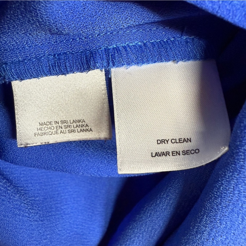 Nine West Cobalt Blue Ruffle Sleeve Notch Neck Shift Dress Size 16 - Picture 6 of 8